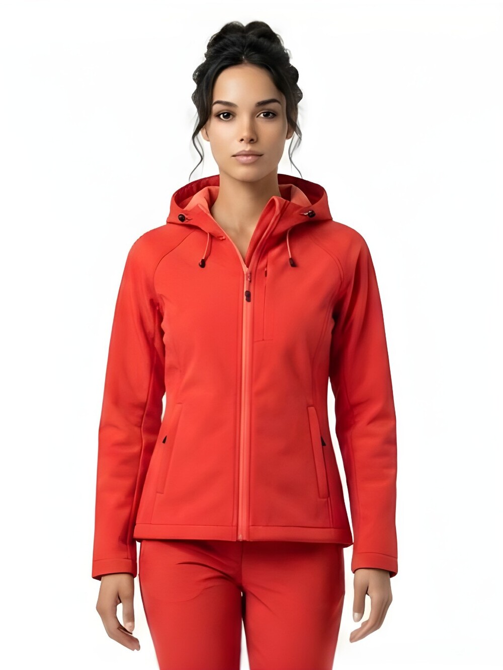 Women's Coral Hooded Utility Jacket with Zip Pockets Women's Size Large Sporty